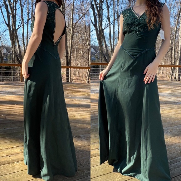 NWT Vintage Alyce Designs Emerald Green Beaded Formal Dress ! - Picture 3 of 12